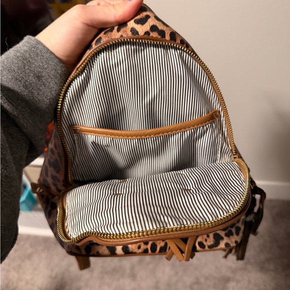 Tan and Brown Leopard Backpack